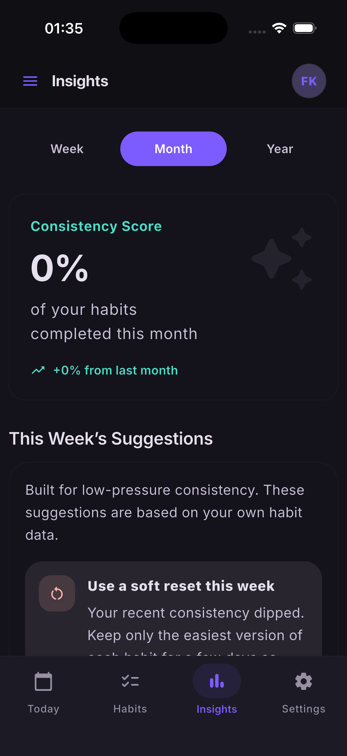 TinyHab insights screen